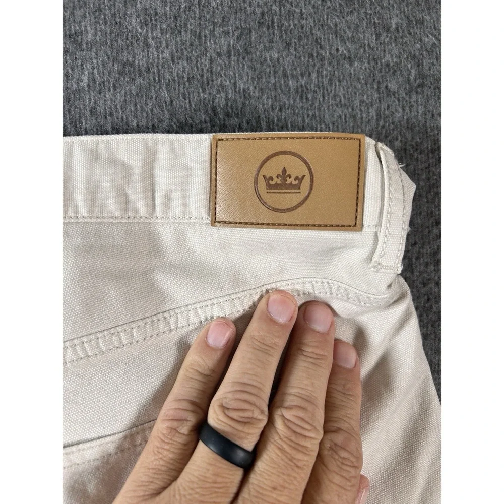 Peter Millar Crown Vintage Canvas Pants Men 38x31 Tan‎ 5-Pocket Stretch MF18B86